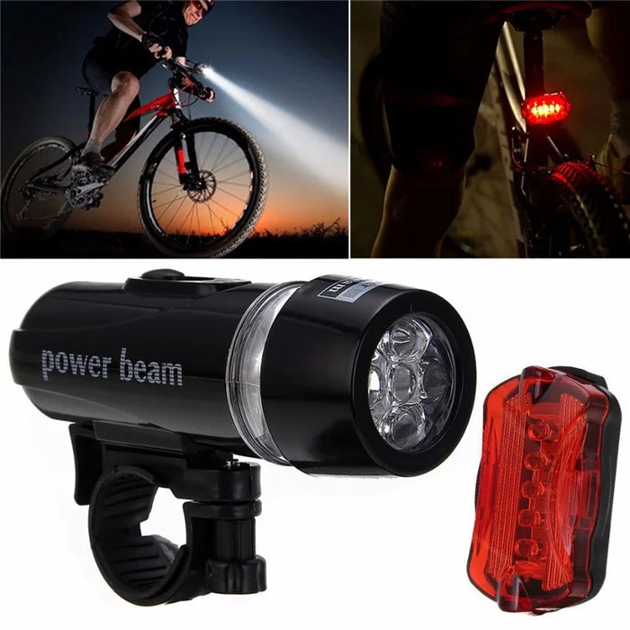 Mountain Bike 5-LED Front Lamp Black + Butterfly Tail Lamp Set - 1