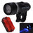 Mountain Bike 5-LED Front Lamp Black + Butterfly Tail Lamp Set - 2