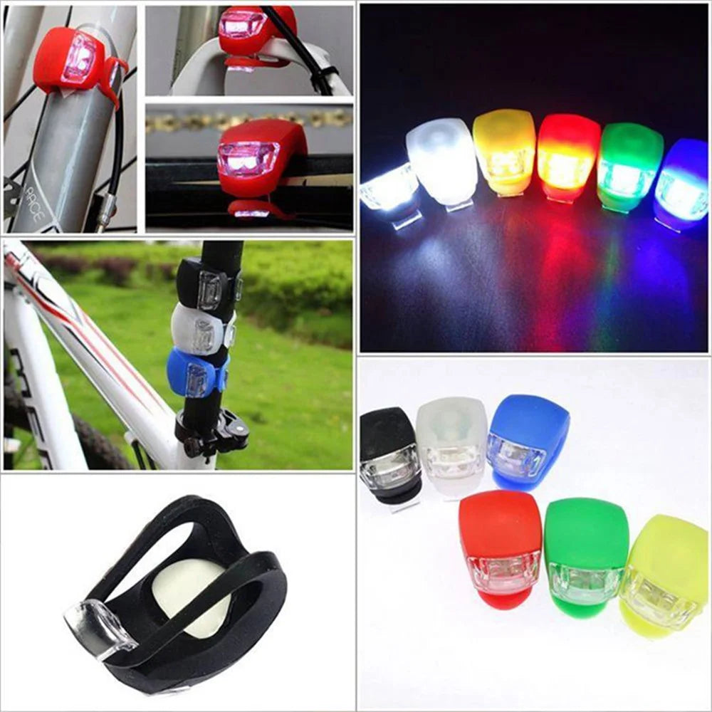 Bicycle Light Front and Rear Silicone LED Bike Light Multi-Purpose Water Resistant Headlight Taillight for Cycling Safety - Red - 2