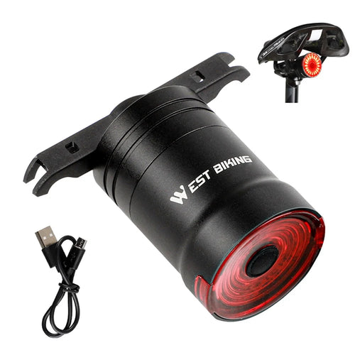 WEST BIKING Bicycle Smart Taillight Brake Sensing Bike Rear Light USB Rechargeable Tail Light - Saddle Mount - 1