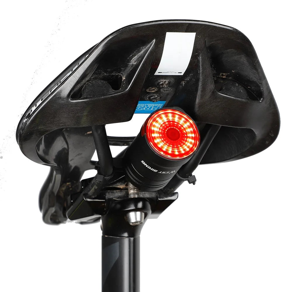 WEST BIKING Bicycle Smart Taillight Brake Sensing Bike Rear Light USB Rechargeable Tail Light - Saddle Mount - 6