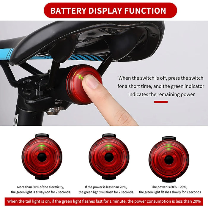 WEST BIKING Smart Sensor Bike Brake Light 6 Modes Waterproof USB Charging Bike Seatpost LED Tail Light - 5