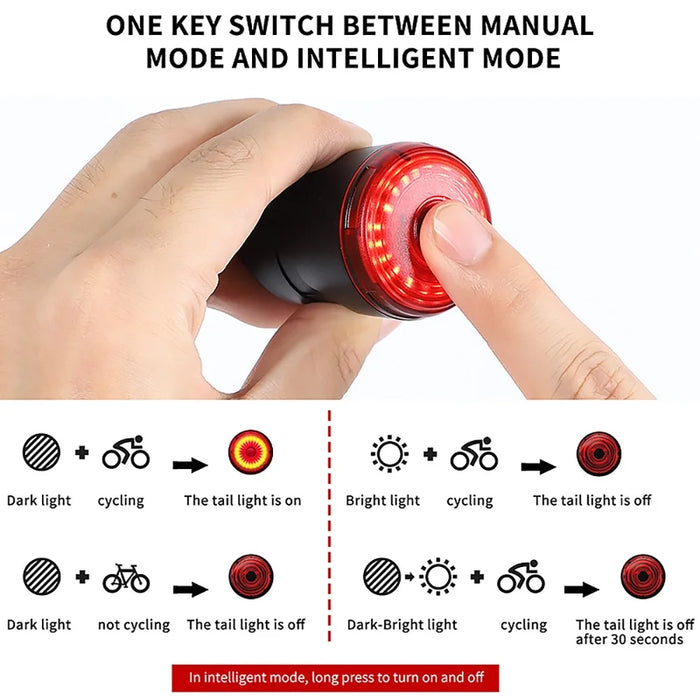WEST BIKING Smart Sensor Bike Brake Light 6 Modes Waterproof USB Charging Bike Seatpost LED Tail Light - 7