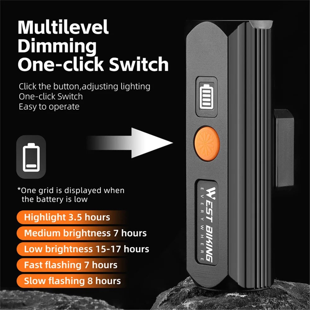 WEST BIKING YP0701434 Power Display 5 Modes Waterproof High Brightness Bicycle Headlight - 3