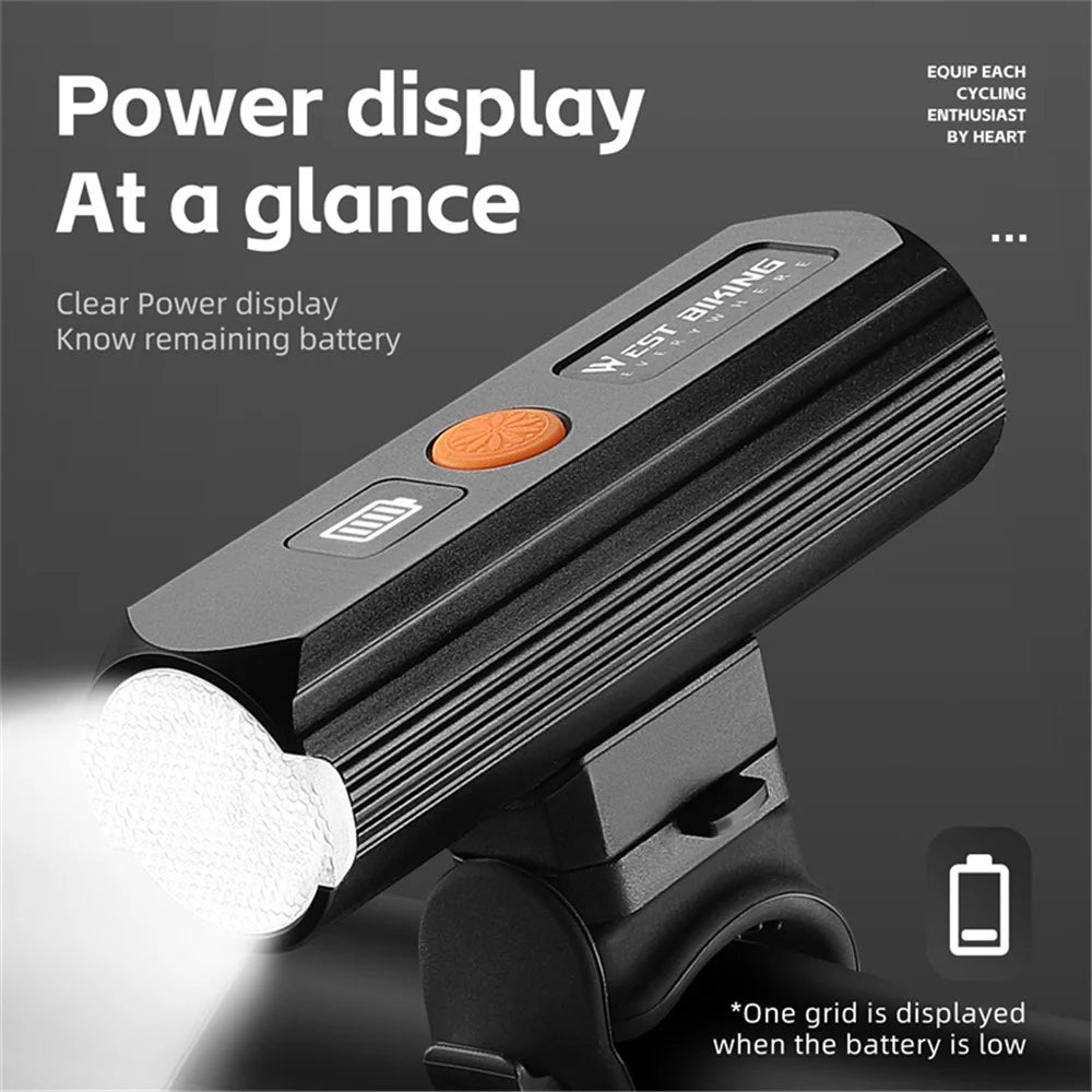 WEST BIKING YP0701434 Power Display 5 Modes Waterproof High Brightness Bicycle Headlight - 4