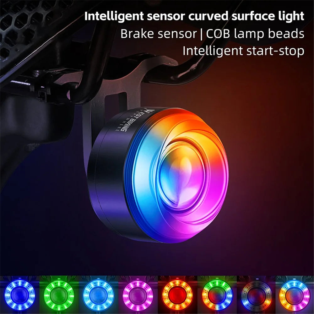 WEST BIKING YP0701437 Smart Bike Tail Warning Light Colorful Lighting Bicycle Flashlight Lamp - 3