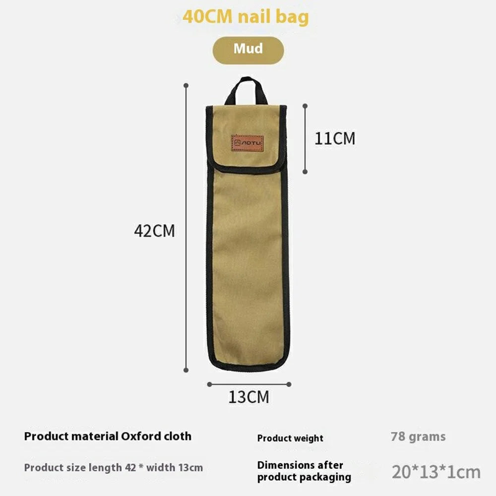 AOTU AT6943 40cm Tent Peg Oxford Cloth Storage Bag for Outdoor Camping Ground Nail Supplies - Mud - 7