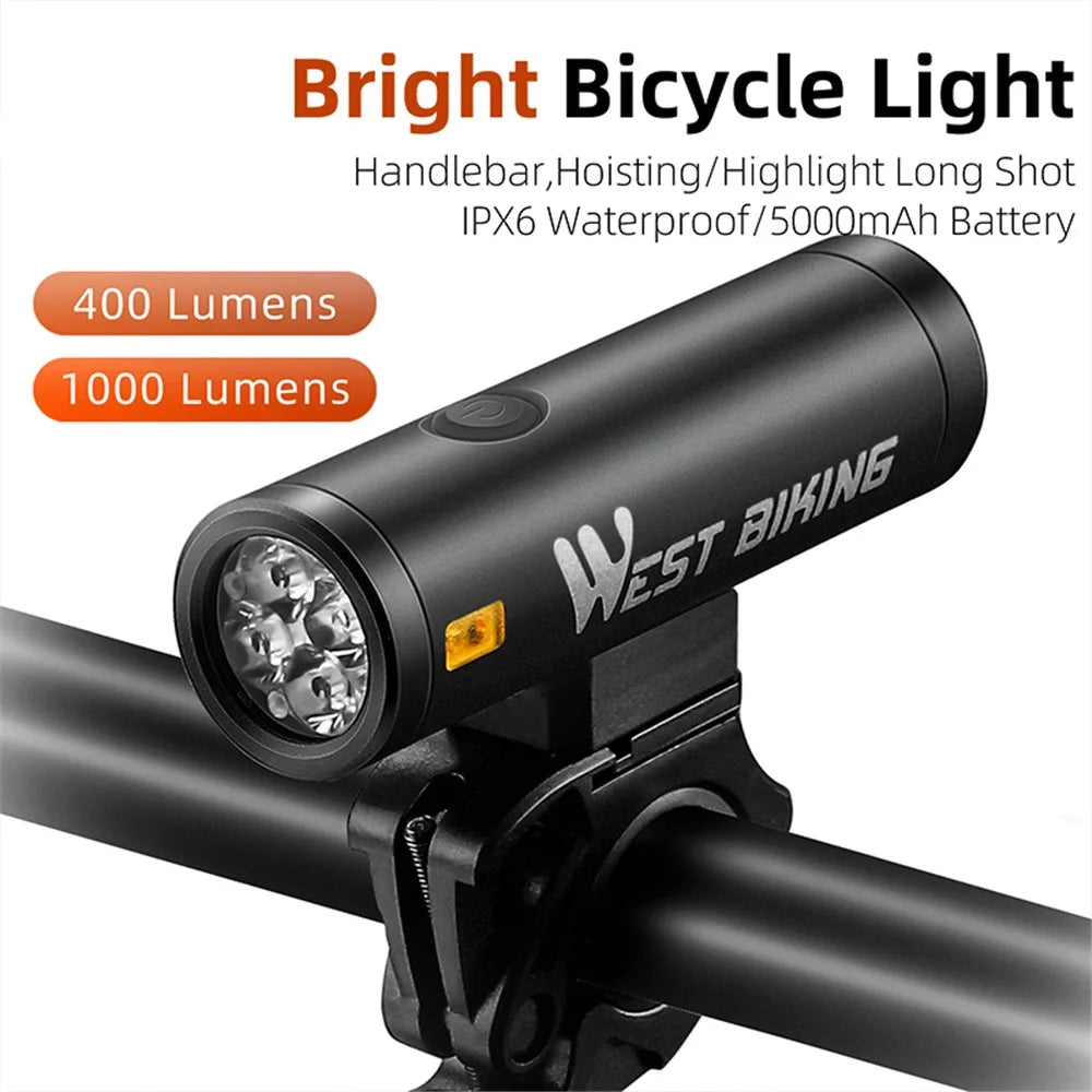 WEST BIKING YP0701399 400LM Aluminum Alloy Bicycle Headlight IPX6 Waterproof Bike Front Light - 3