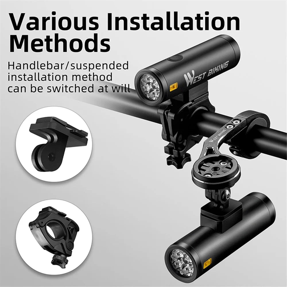 WEST BIKING YP0701399 400LM Aluminum Alloy Bicycle Headlight IPX6 Waterproof Bike Front Light - 5