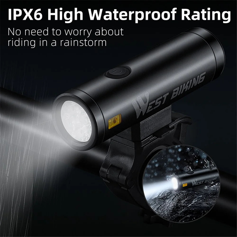WEST BIKING YP0701399 400LM Aluminum Alloy Bicycle Headlight IPX6 Waterproof Bike Front Light - 6