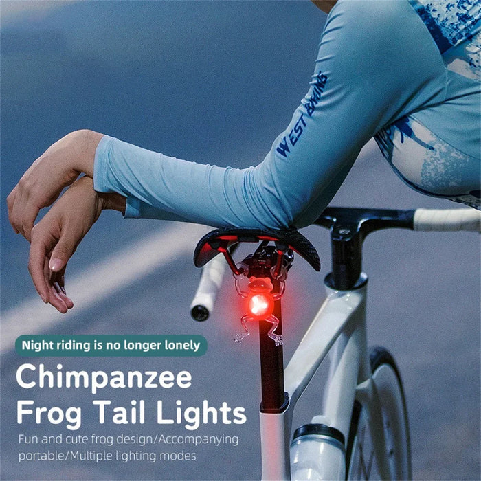 WEST BIKING YP0701452 Bicycle Rear Light Frog Shape Taillight Waterproof Safe Warning LED Light - Colorful Light - 7