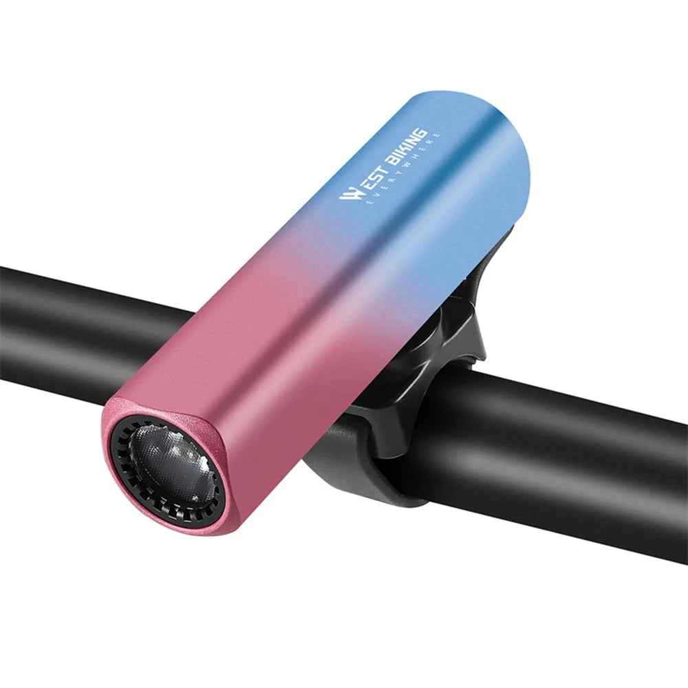 WEST BIKING YP0701444 800LM Bright Bicycle Headlight Aluminum Alloy Bike Front Light (CE Certified) - Blue + Pink Gradient - 1