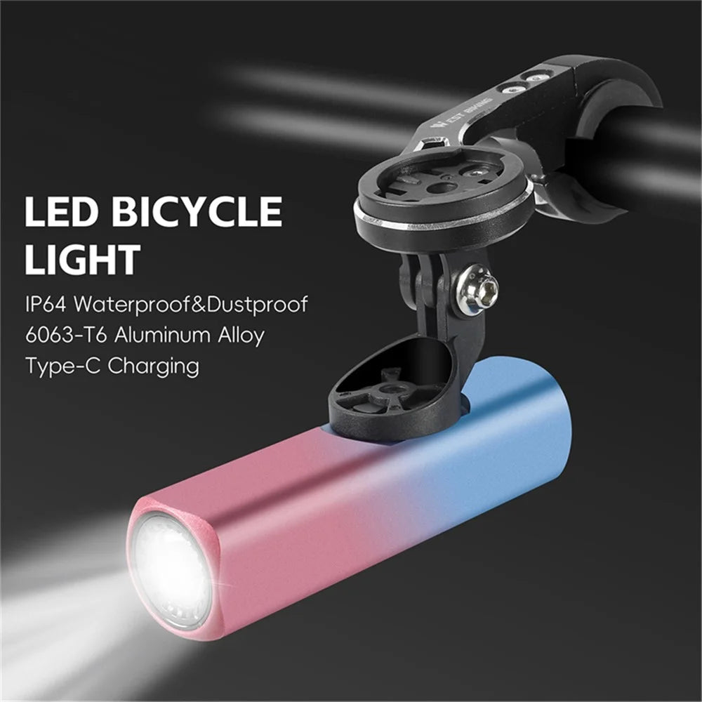 WEST BIKING YP0701444 800LM Bright Bicycle Headlight Aluminum Alloy Bike Front Light (CE Certified) - Blue + Pink Gradient - 3