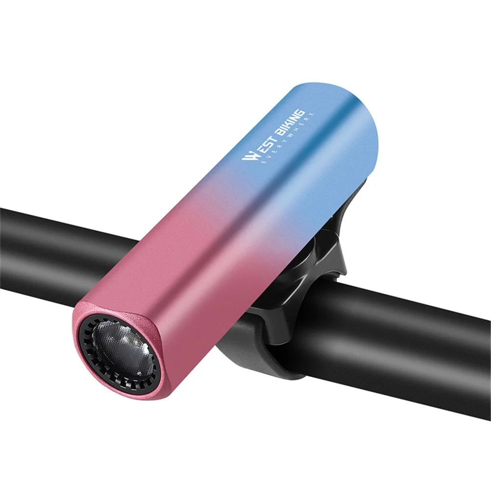 WEST BIKING YP0701442 400LM Bright Bicycle Headlight Aluminum Alloy Bike Front Light (CE Certified) - Blue + Pink Gradient - 2