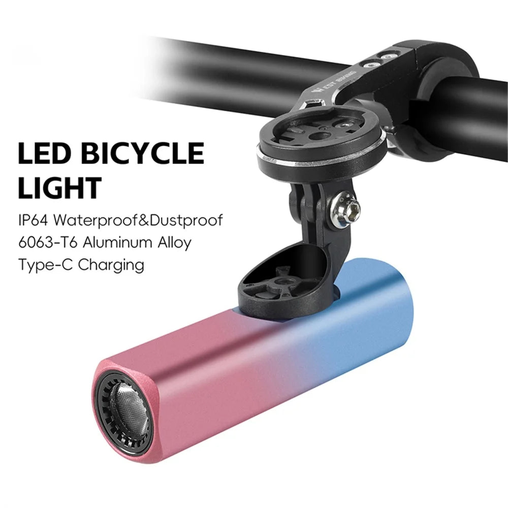 WEST BIKING YP0701442 400LM Bright Bicycle Headlight Aluminum Alloy Bike Front Light (CE Certified) - Blue + Pink Gradient - 3