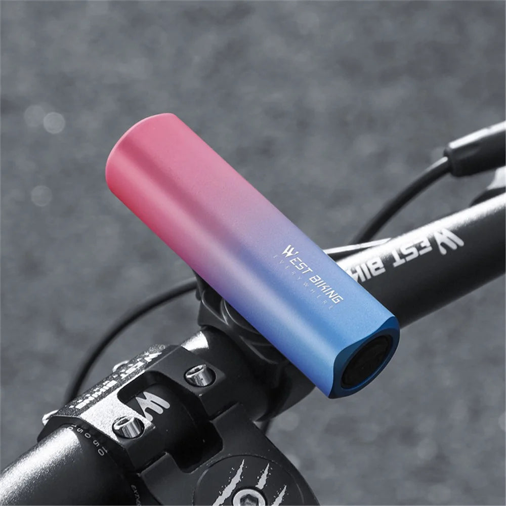 WEST BIKING YP0701442 400LM Bright Bicycle Headlight Aluminum Alloy Bike Front Light (CE Certified) - Blue + Pink Gradient - 6