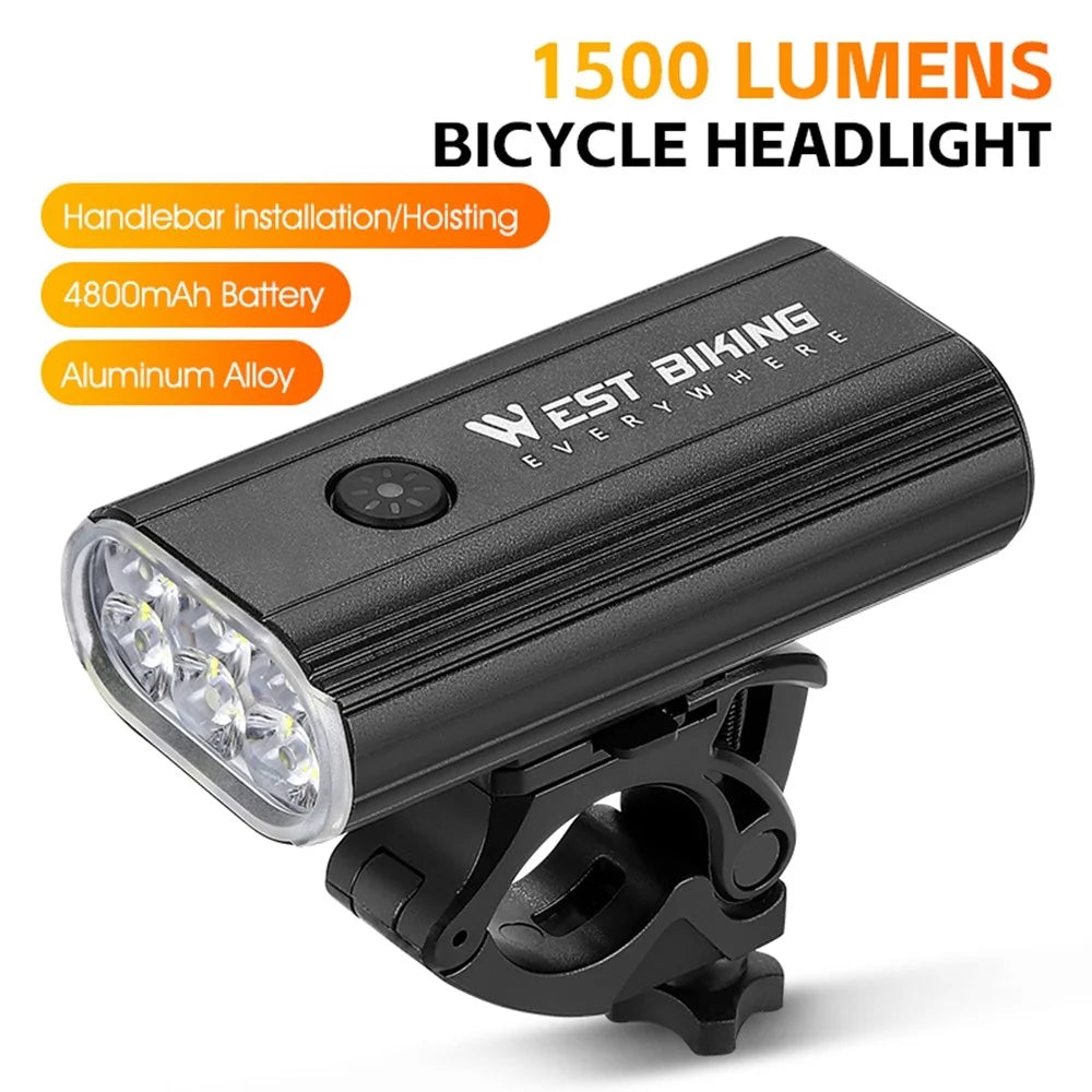 WEST BIKING YP0701417 High Power 1500 Lumen Bike Handlebar Light 5 Modes Waterproof Bicycle Front Lamp - 3