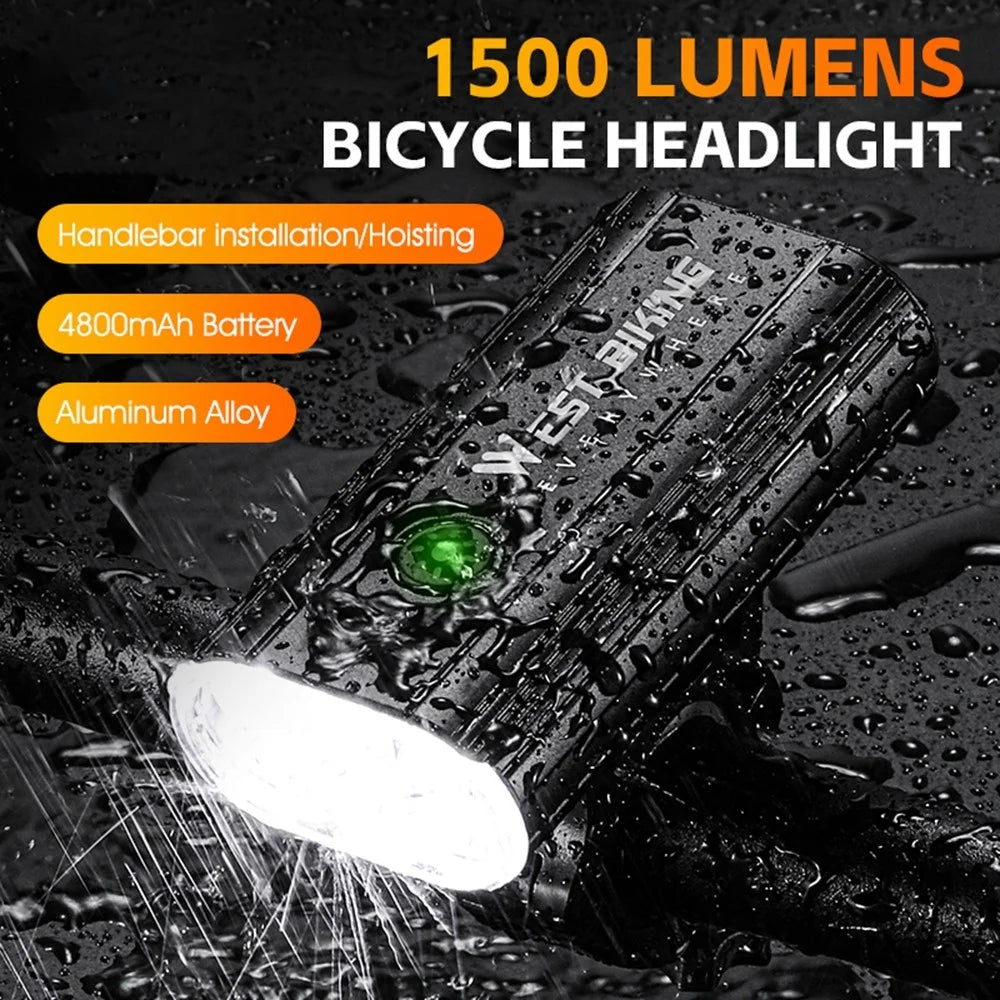 WEST BIKING YP0701417 High Power 1500 Lumen Bike Handlebar Light 5 Modes Waterproof Bicycle Front Lamp - 5