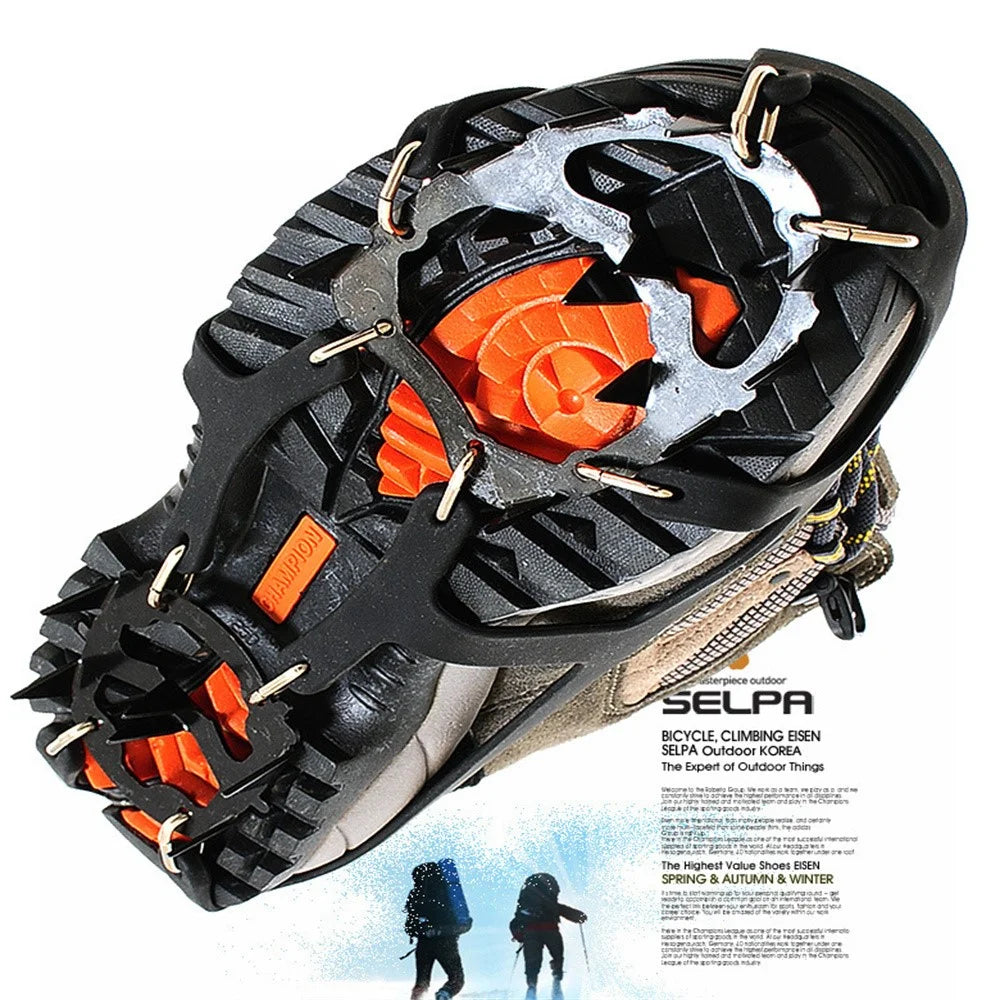 AL526179122115 1 Pair Manganese Steel 18 Teeth Ice Cleats Grippers Shoes Crampons for Hiking Climbing - M - 3