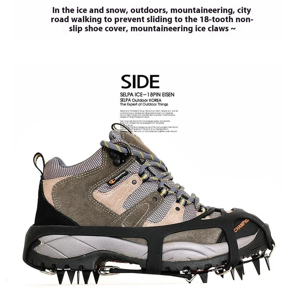 AL526179122115 1 Pair Manganese Steel 18 Teeth Ice Cleats Grippers Shoes Crampons for Hiking Climbing - M - 4