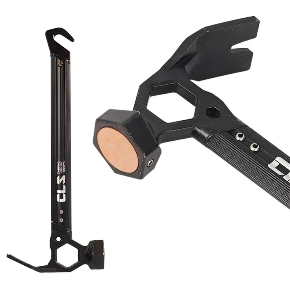 CLS Outdoor Camping Tent Peg Hammer Stainless Steel+Aluminum Alloy Handle Nail Puller - Black - 1