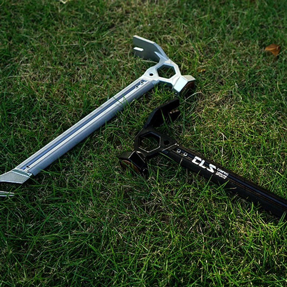 CLS Outdoor Camping Tent Peg Hammer Stainless Steel+Aluminum Alloy Handle Nail Puller - Black - 4