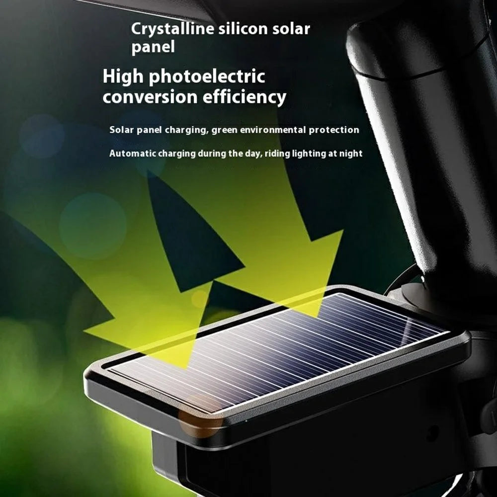 Solar Bicycle Taillight Intelligent Light Sensor COB LED Warning Lamp for Mountain Road Bike - Circle - 4