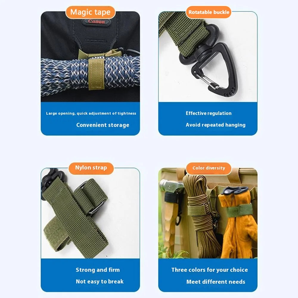 Nylon Carabiner Strap Outdoor Hiking Camping Fastener Hook Hang Wrap - Army Green - 4