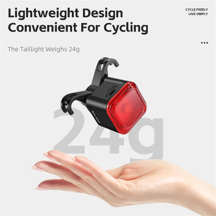 WEST BIKING Smart Bike Tail Light Brake Sensing MTB Road Bicycle Battery Display Rear Light - Seat Bow Mount - 7
