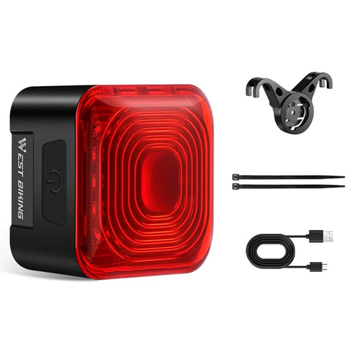 WEST BIKING Bike Smart Tail Light Brake Sensing MTB Road Cycling Battery Display Taillight - Seat Bow Mount - 1