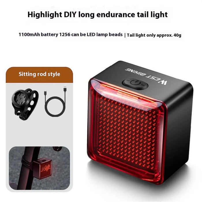 WEST BIKING YP0701461 Bike Tail Light Brake Sensor DIY Programmable Cycling Rear Light - Seatpost Mount - 2