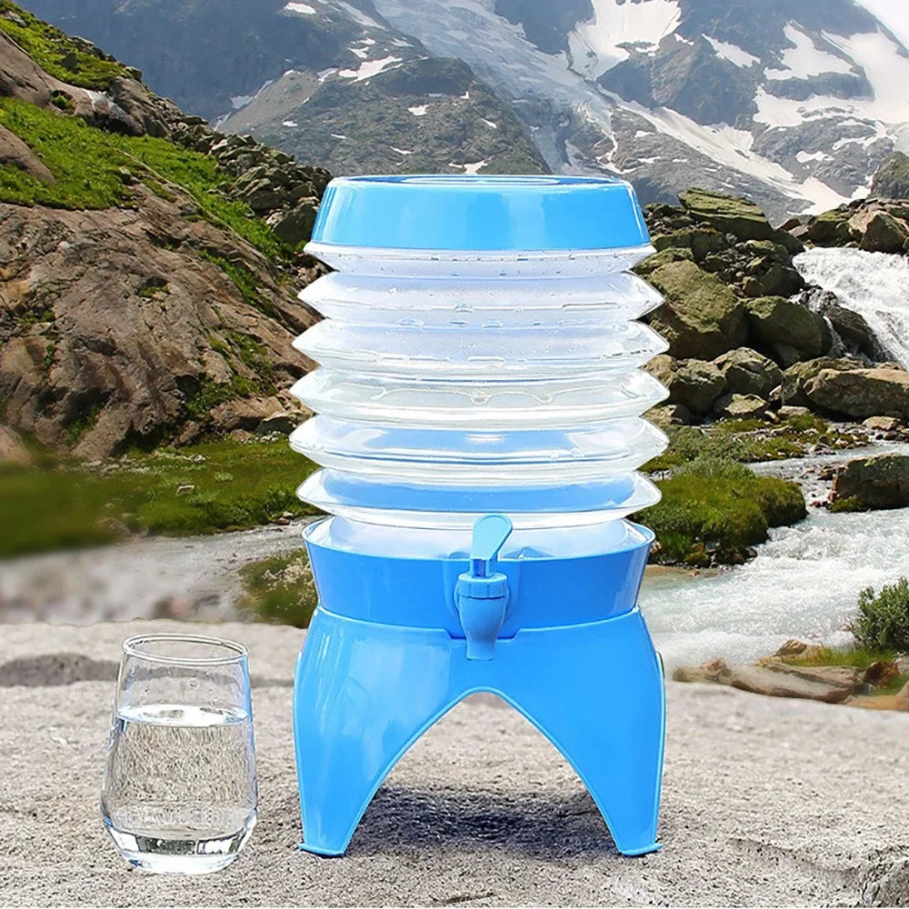 9.5L Outdoor Camping Travel Collapsible Water Storage Bucket Beer Beverage PP Container with Tap - 2