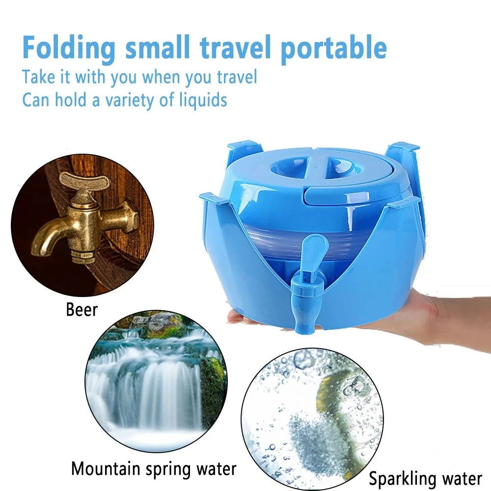 9.5L Outdoor Camping Travel Collapsible Water Storage Bucket Beer Beverage PP Container with Tap - 3