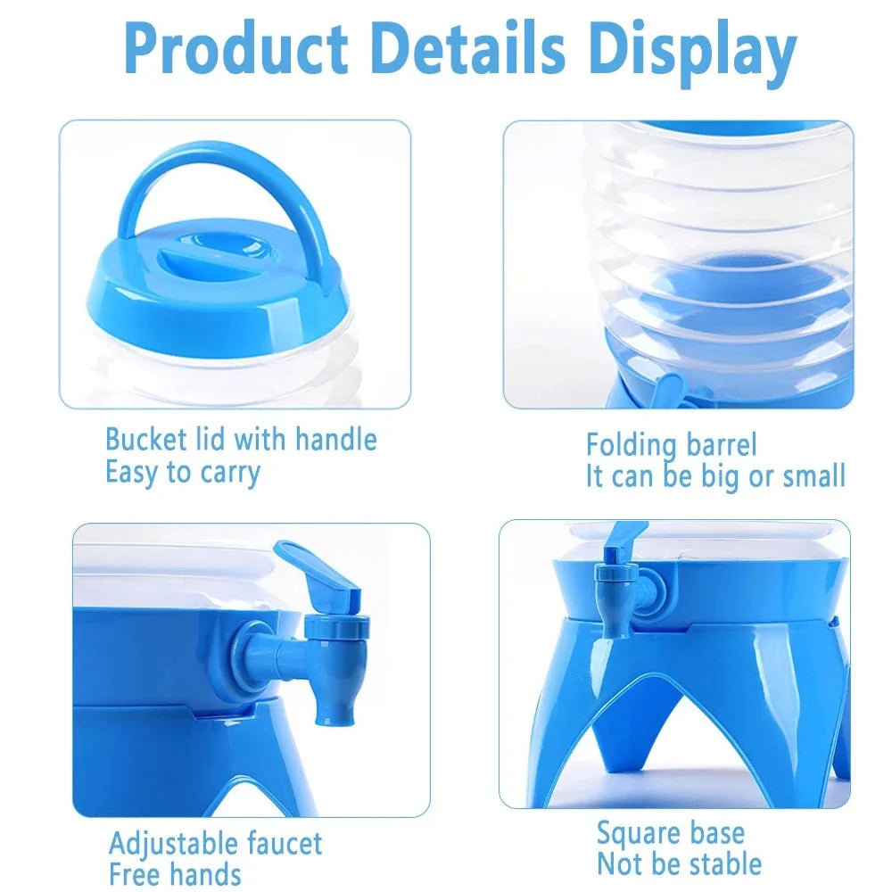 9.5L Outdoor Camping Travel Collapsible Water Storage Bucket Beer Beverage PP Container with Tap - 5