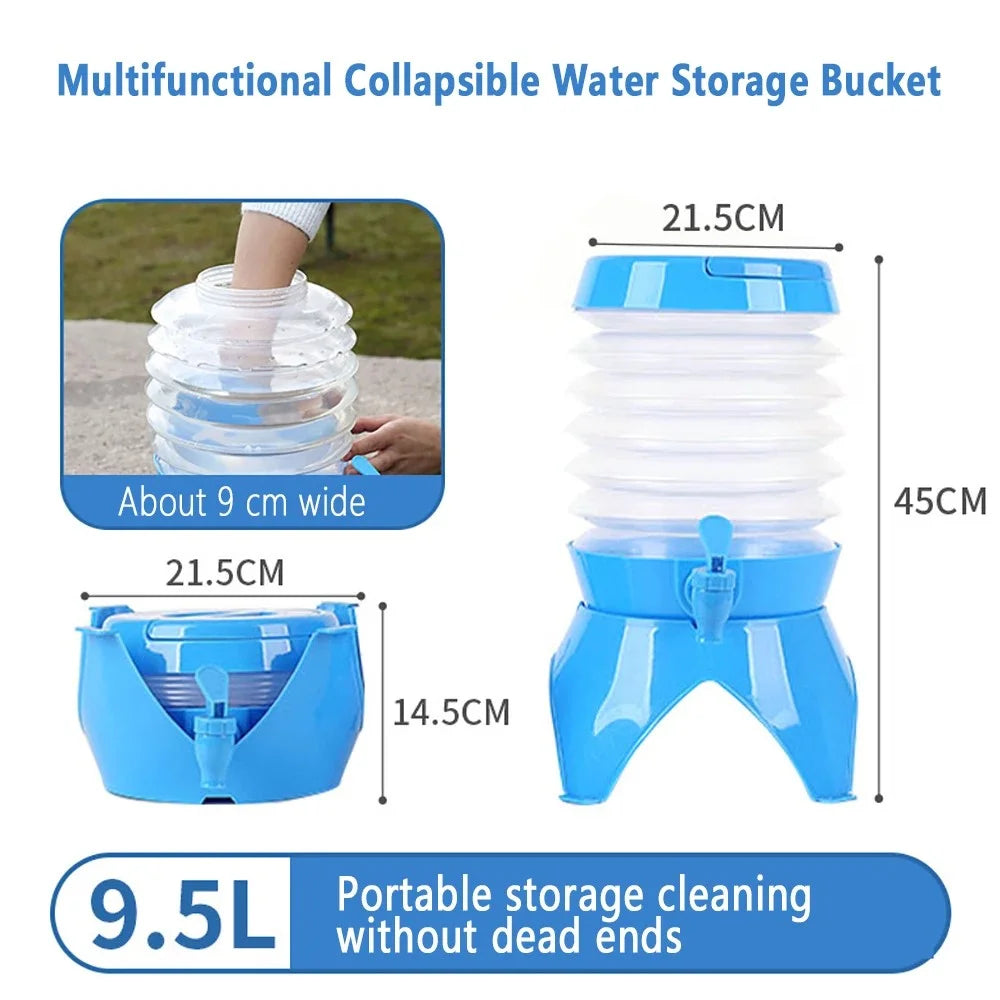 9.5L Outdoor Camping Travel Collapsible Water Storage Bucket Beer Beverage PP Container with Tap - 6