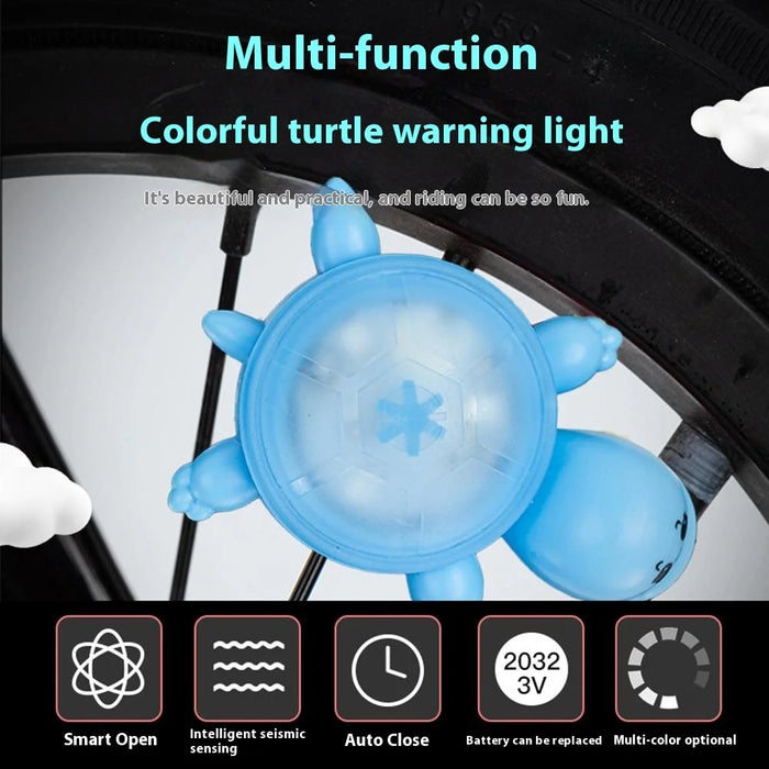 Cute Turtle Shape Bike Tail Light Waterproof Intelligent Motion Sensing Cycling Warning Lamp - Blue - 2