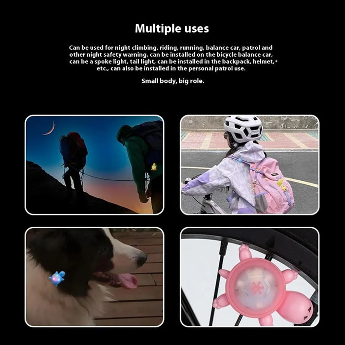 Cute Turtle Shape Bike Tail Light Waterproof Intelligent Motion Sensing Cycling Warning Lamp - Blue - 6
