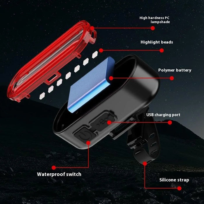 Bicycle Tail Light USB Rechargeable High Brightness Night Riding Warning Light Saddle Lamp - 5