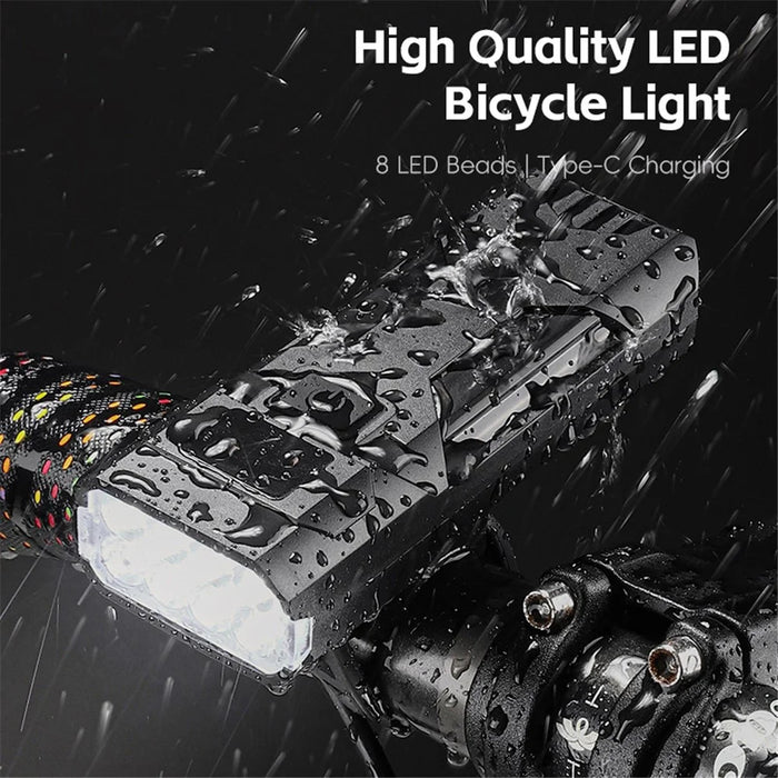 YP0701469 Bicycle Front Light 8-LED High Brightness Mountain Bike Warning Light with Digital Display - 2