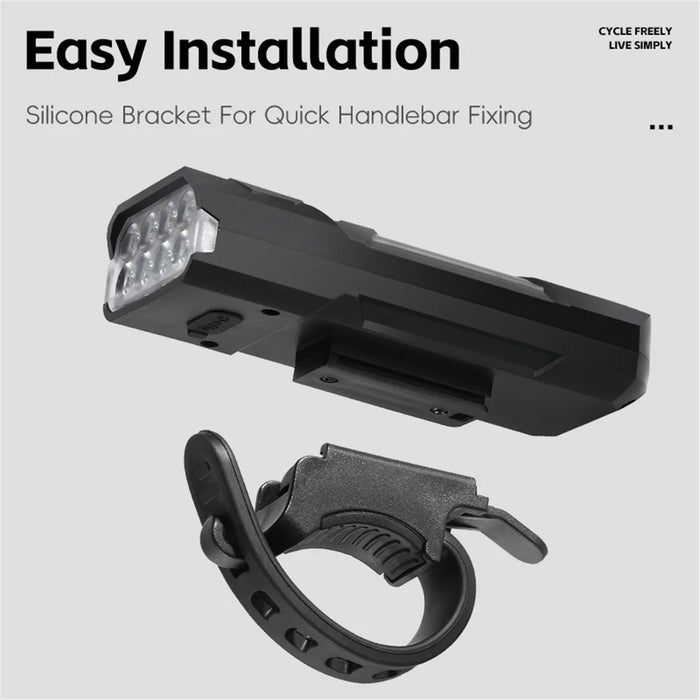 YP0701469 Bicycle Front Light 8-LED High Brightness Mountain Bike Warning Light with Digital Display - 4