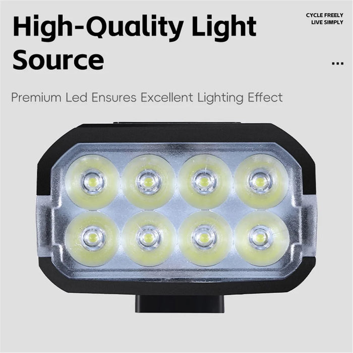 YP0701469 Bicycle Front Light 8-LED High Brightness Mountain Bike Warning Light with Digital Display - 6