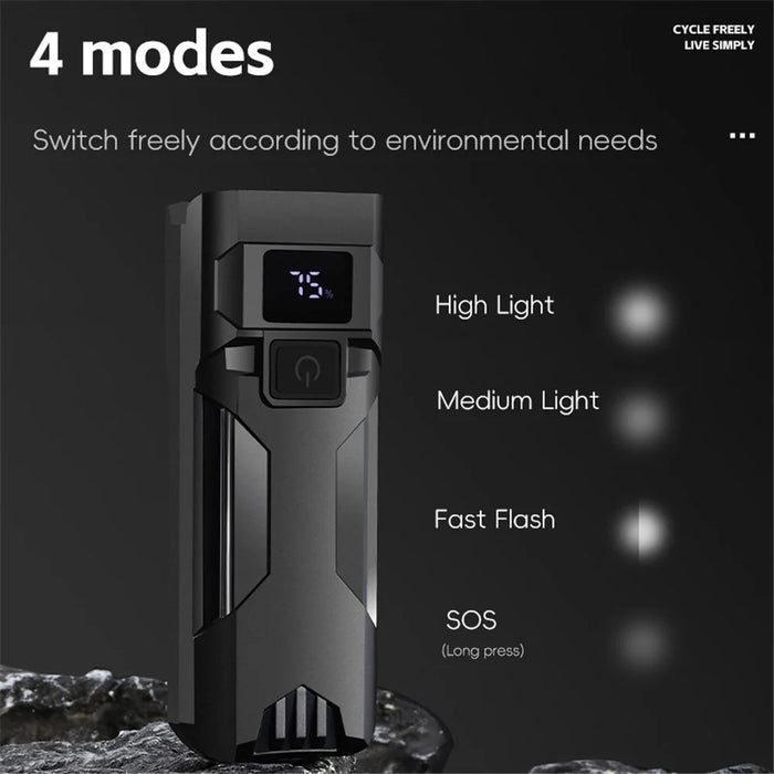 YP0701469 Bicycle Front Light 8-LED High Brightness Mountain Bike Warning Light with Digital Display - 7