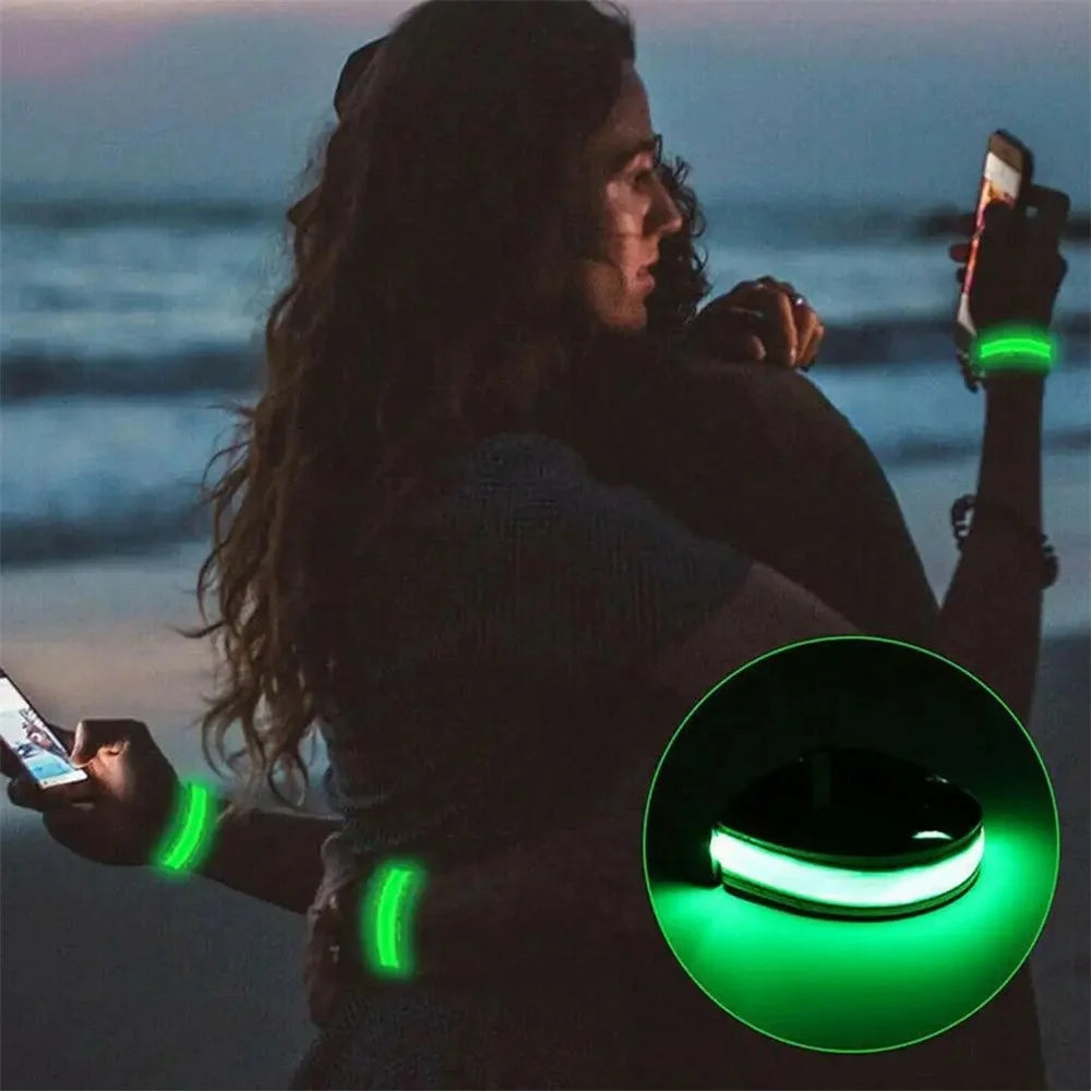 Rechargeable LED Armband Outdoor Sports Night Running Safety LED Light Arm Band - White - 6