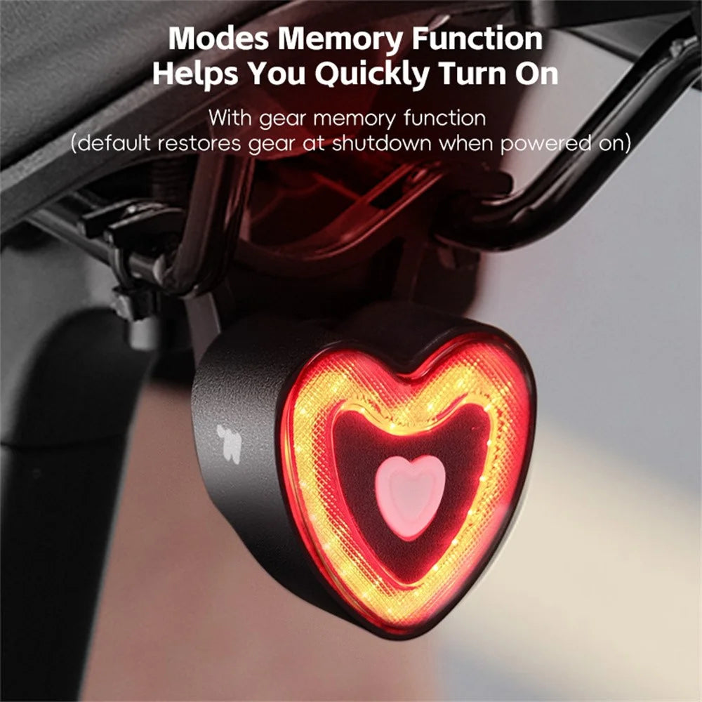 WEST BIKING YP0701481 Smart Bike Tail Light Heart Shape Brake Sensing Cycling Safety Warning Light - 2