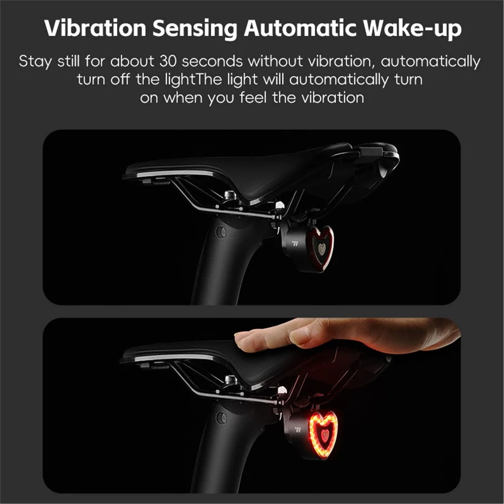 WEST BIKING YP0701481 Smart Bike Tail Light Heart Shape Brake Sensing Cycling Safety Warning Light - 6