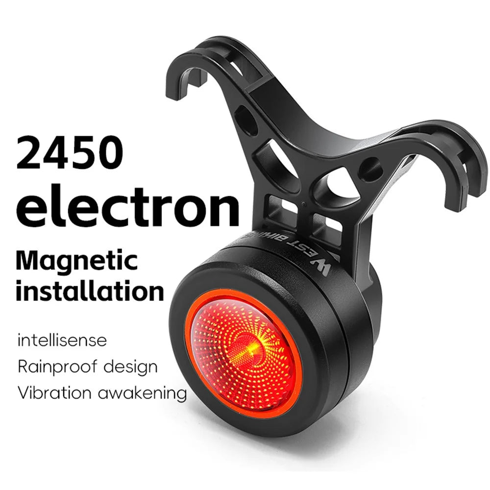 WEST BIKING Smart Bike Tail Light Magnetic Brake Sensing Cycling Safety Warning Rear Light - Seat Bow Type - 3