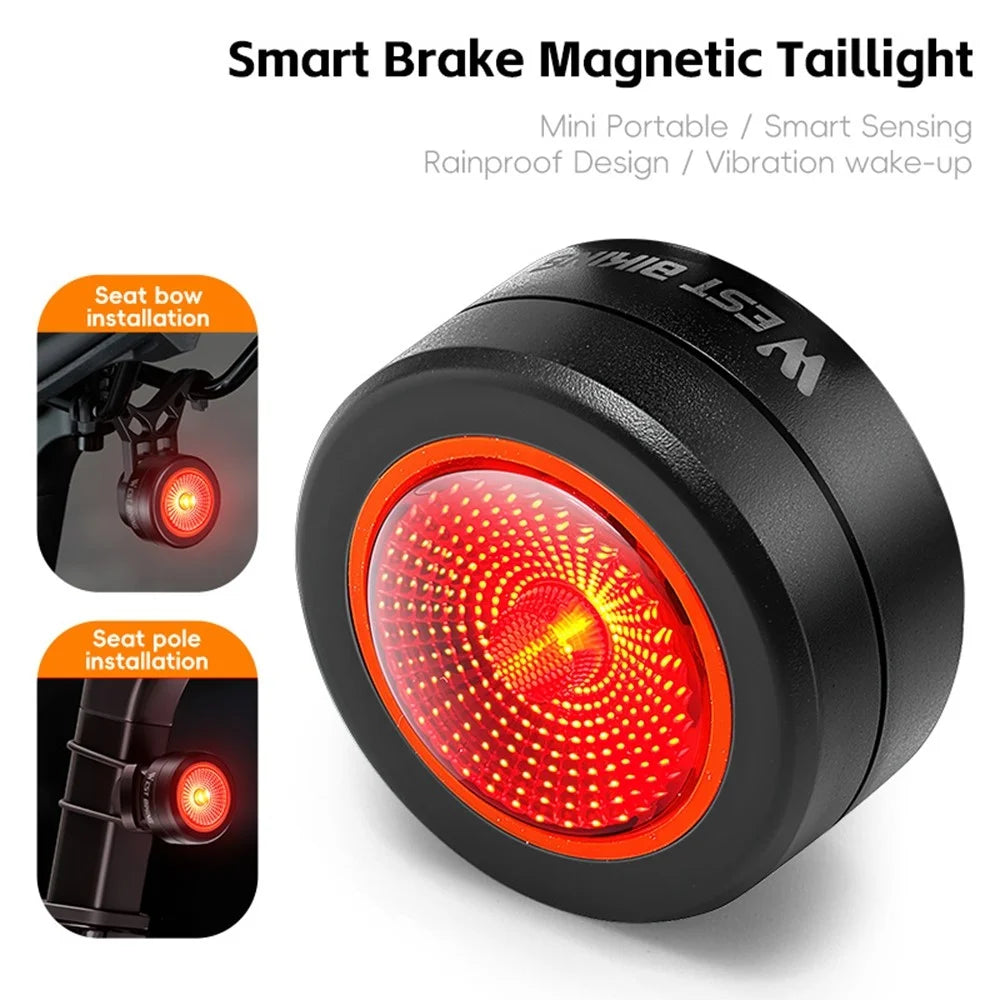 WEST BIKING 0701478B0000 Bicycle Smart Magnetic Tail Light Mountain Road Bike Brake Sensing Warning Lamp - 2