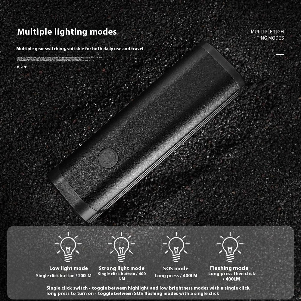 210-1 400 Lumens Bike Front Handlebar Light USB Rechargeable Aluminum Alloy Flashlight for Night Cycling - 3