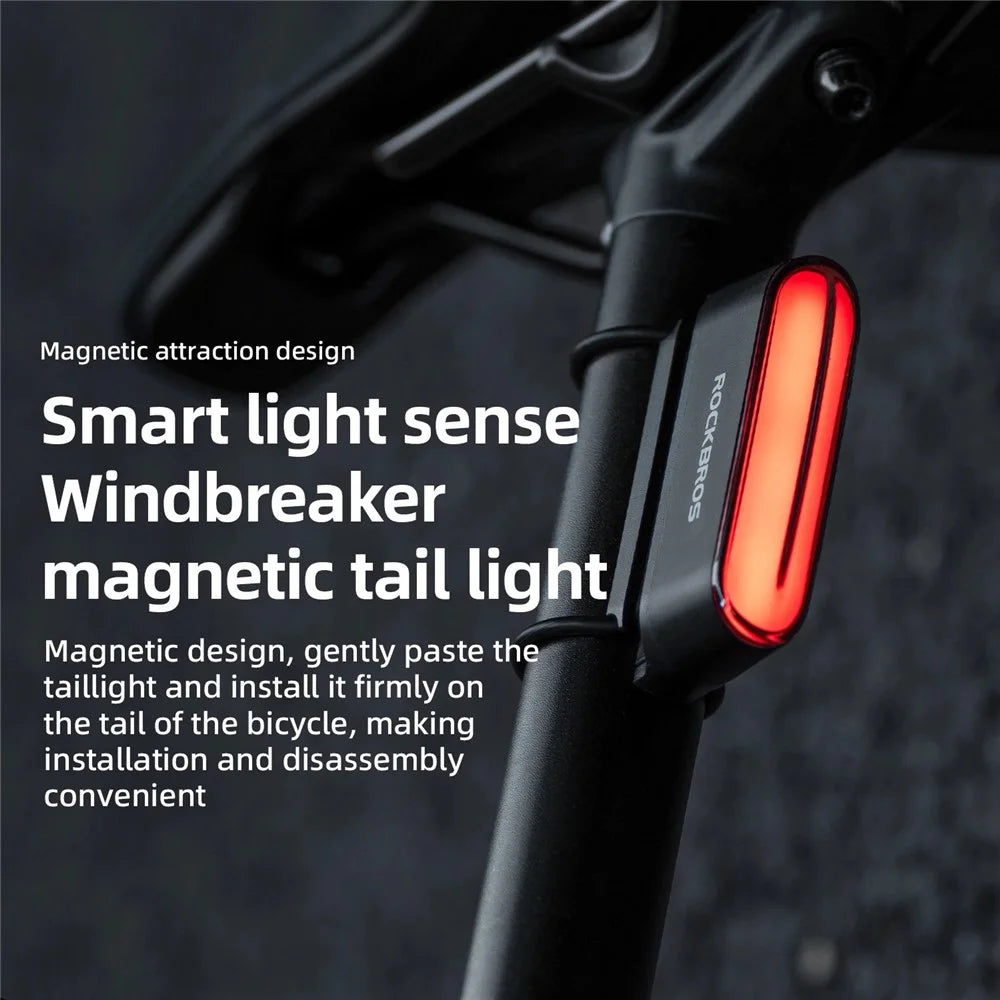 ROCKBROS Bicycle Magnetic Smart Brake Tail Light for Mountain Road Bike Night Riding Rear Light, 24120009 24120009001 - 2
