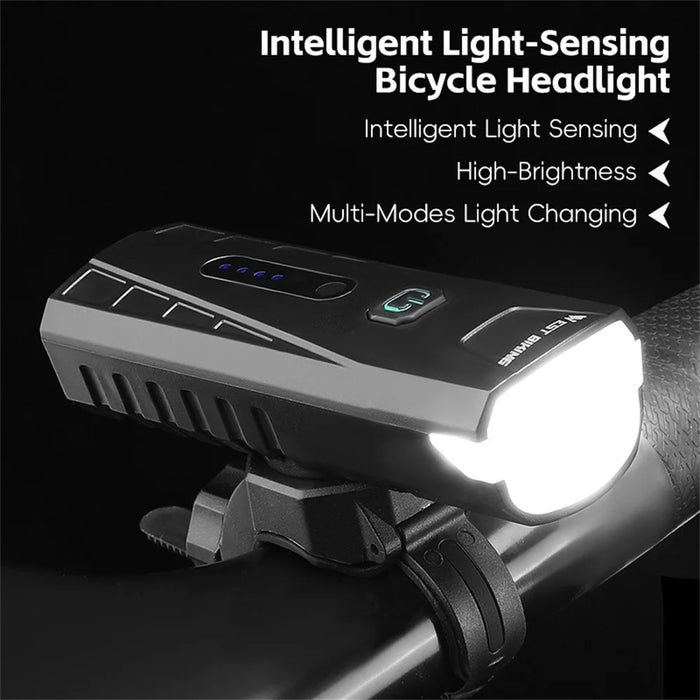 WEST BIKING YP0701488 Bicycle Smart Light Sensing Front Light Flashlight Mountain Bike Cycling Headlight - Beam Spreading - 2